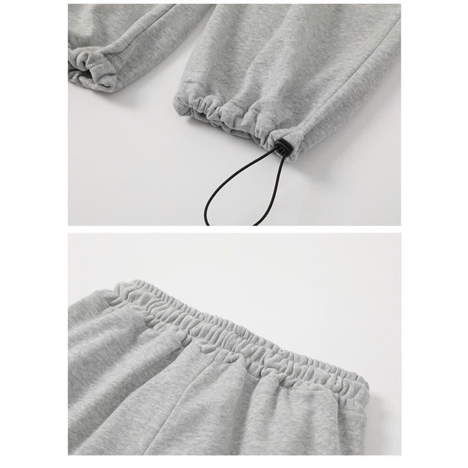 Quần dài nỉ trơn bo rút gấu nam nữ đủ size 40-68kg