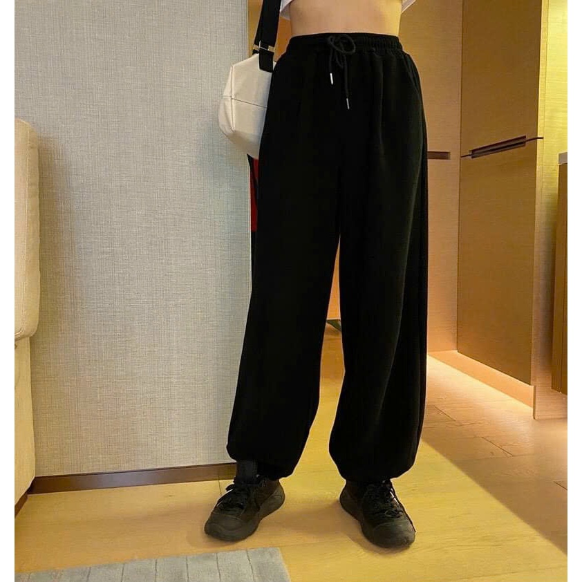 Quần nỉ nam nữ unisex thể thao vải trơn bigsize thu đông 3 màu ( QUẦN NỈ TRƠN BO ) - unisex