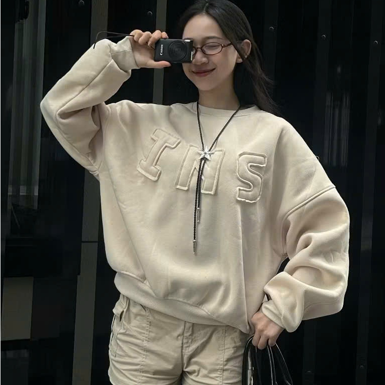 Áo Nỉ cổ tròn Nỉ Nam Nữ Unisex ULZZANG Form Rộng In Chữ Nổi INS Tay Phồng Chất Dày, Bo Dệt 5 Màu SSL