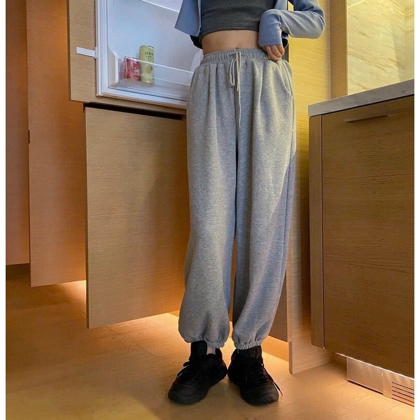Quần nỉ nam nữ unisex thể thao vải trơn bigsize thu đông 3 màu ( QUẦN NỈ TRƠN BO ) - unisex