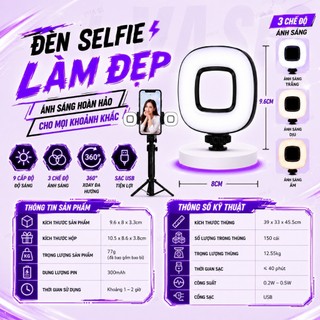 Đèn Led VUASI HLAP 3 Chế Độ Sáng Kèm Gương Hỗ Trợ Livestream Chụp Hình Đa Chế Độ, Dạng Kẹp Tiện Lợi