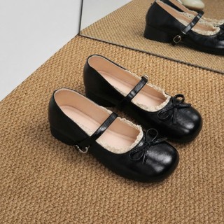 Giày búp bê da nữ, giày lolita mix ren, mũi tròn retro chất vân lỳ phối ren vibe tiểu thư, êm chân Haru Shoes M8
