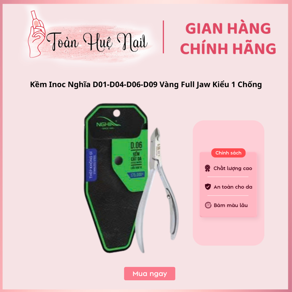 Kềm Inoc Nghĩa D01-D04-D06-D09 Vàng Full Jaw Kiểu 1 Chống, Lưỡi Sắc Bền Ngọt. An toàn, Cắt gọn gàng không tổn thương