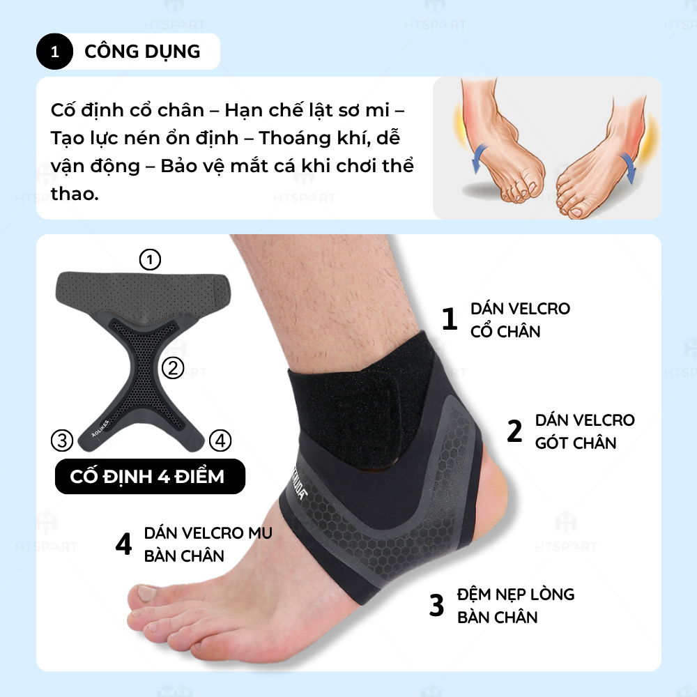 Đai Quấn Bảo Vệ Mắt Cá Chân Aolikes A-7130, Băng Bó Chống Lật Cổ Chân Tập Gym Thể Thao Đá Bóng