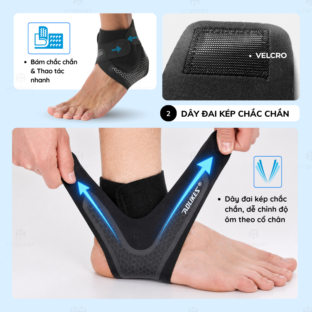 Đai Quấn Bảo Vệ Mắt Cá Chân Aolikes A-7130, Băng Bó Chống Lật Cổ Chân Tập Gym Thể Thao Đá Bóng