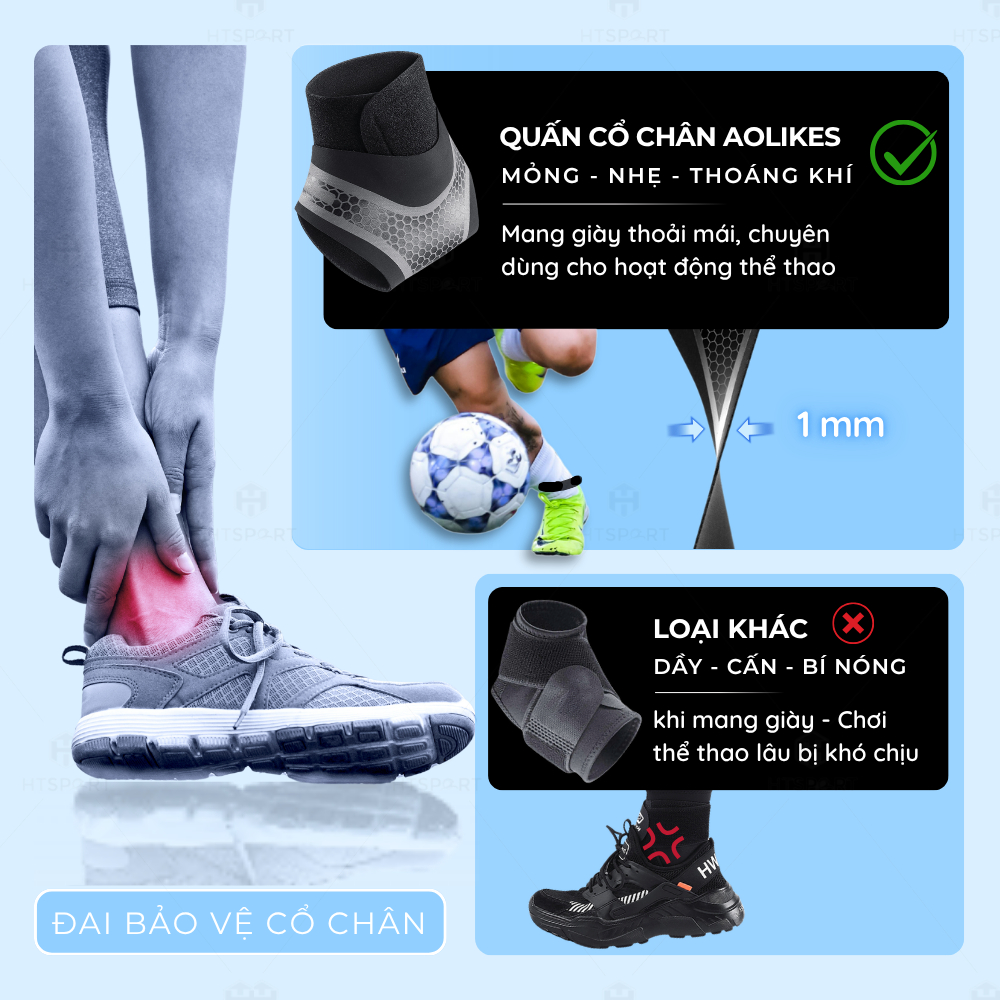 Đai Quấn Bảo Vệ Mắt Cá Chân Aolikes A-7130, Băng Bó Chống Lật Cổ Chân Tập Gym Thể Thao Đá Bóng