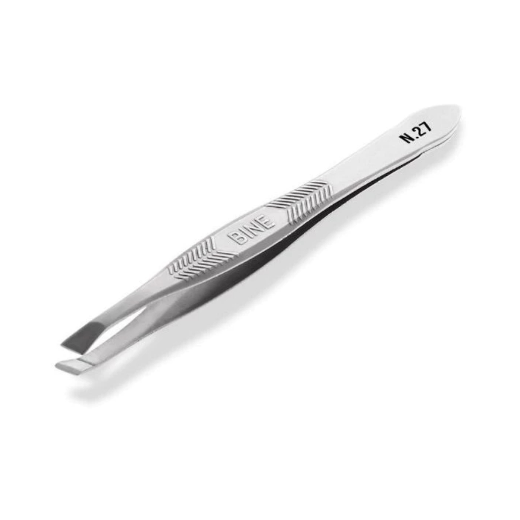 Nhíp Nhổ Lông Mày Kềm Nghĩa N27 (Inox/15gr): Bản Nhỏ, Đầu Xéo Mài Bén. Chuẩn ISO, Cầm Thuận Tay Châu Á.