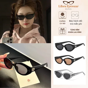 Kính Râm Gọng Oval Mắt Mèo Đen Sang Chảnh,Kính Gentle Jennie,Tròng Chống Nắng,Phong Cách It Girl