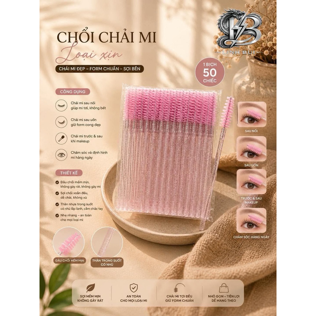 Chổi chải mi loại xịn 1 bịch 50 cái Linh Bùi