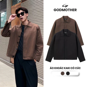 Áo Khoác Kaki Có Cúc GODMOTHER Jacket Kaki Form Crop Lửng Unisex Cổ Bẻ Phong Cách Basic Thanh Lịch