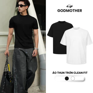 Áo Thun Trơn Clean Fit GODMOTHER Áo Thun Unisex Co Giãn 4 Chiều Cổ Tròn Form Fit Ôm Body Tôn Dáng