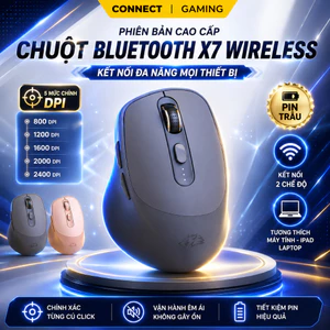 Chuột Không Dây Máy Tính Bluetooth X7 Wireless Pin Sạc Kết Nối 2 Chế Độ Cho Mọi Thiết Bị Máy Tính