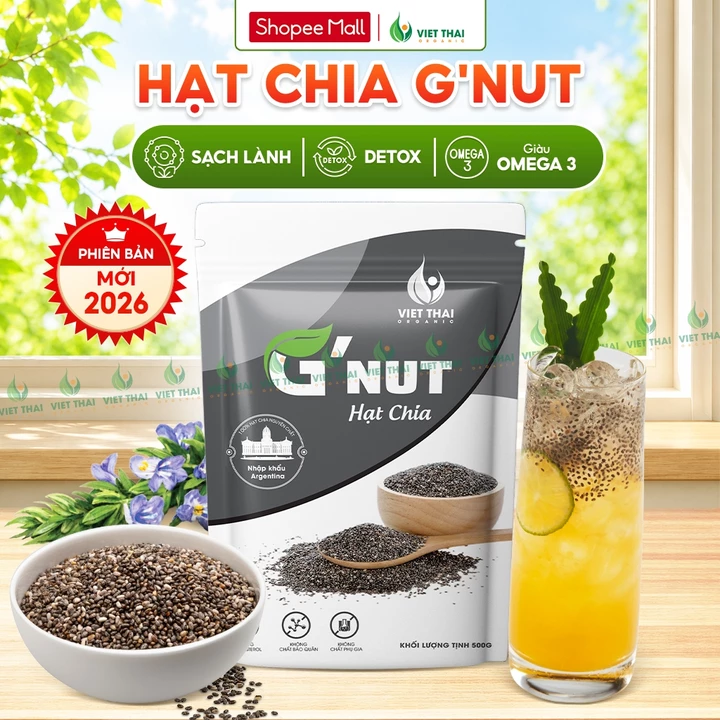 Hạt Chia G'Nut Đầy Đủ Hoá Đơn VAT - Hạt Chia Đen Chính Hãng Ăn Kiêng Detox 500G Việt Thái Organic