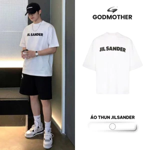 Áo Thun Cotton GODMOTHER JILSANDER Cộc Tay Co Giãn In Chữ Nam Nữ Unisex Form Rộng
