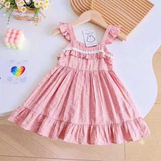 Váy bé gái - đầm 2 dây cánh tiên dáng xoè viền ren siêu XINH vải tơ siêu Mát