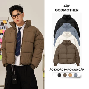 Áo Khoác Phao Cao Cấp GODMOTHER Áo Pufer Jacket Form Boxy Cổ Cao Giữ Ấm Phong Cách Basic