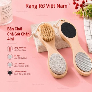 Bàn Chải Chà Gót Chân Kèm Đá Bọt Giúp Tẩy Tế Bào Chết Và Các Mảng Bám Quanh Chân - Cây Chà Gót Chân Có Cán Tiện Lợi