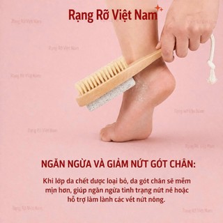 Bàn Chải Chà Gót Chân Kèm Đá Bọt Giúp Tẩy Tế Bào Chết Và Các Mảng Bám Quanh Chân - Cây Chà Gót Chân Có Cán Tiện Lợi