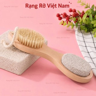 Bàn Chải Gót Chân 4in1 Tay Cầm Gỗ Giúp Tẩy Tế bào Chết Giúp Chân Mịn Màng - Cây Chà Gót Chân Giúp Bàn Chân Mịn Màng