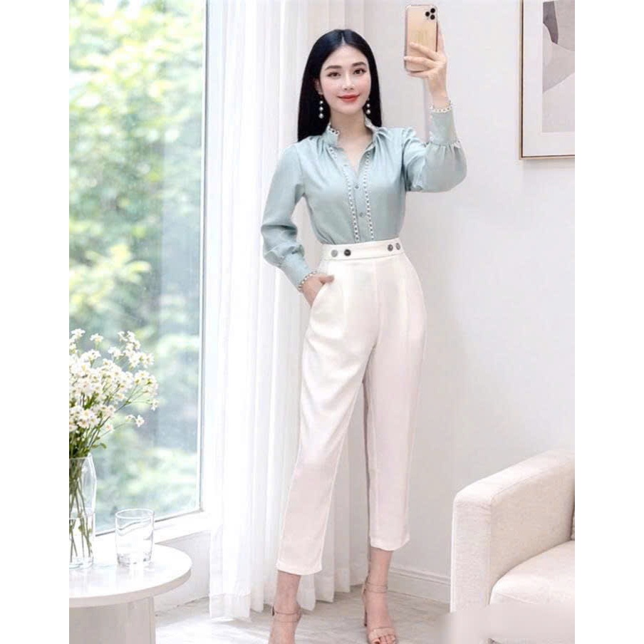 Quần BAGGY tuyết mưa nữ lưng bốn cúc vải đẹp SSL