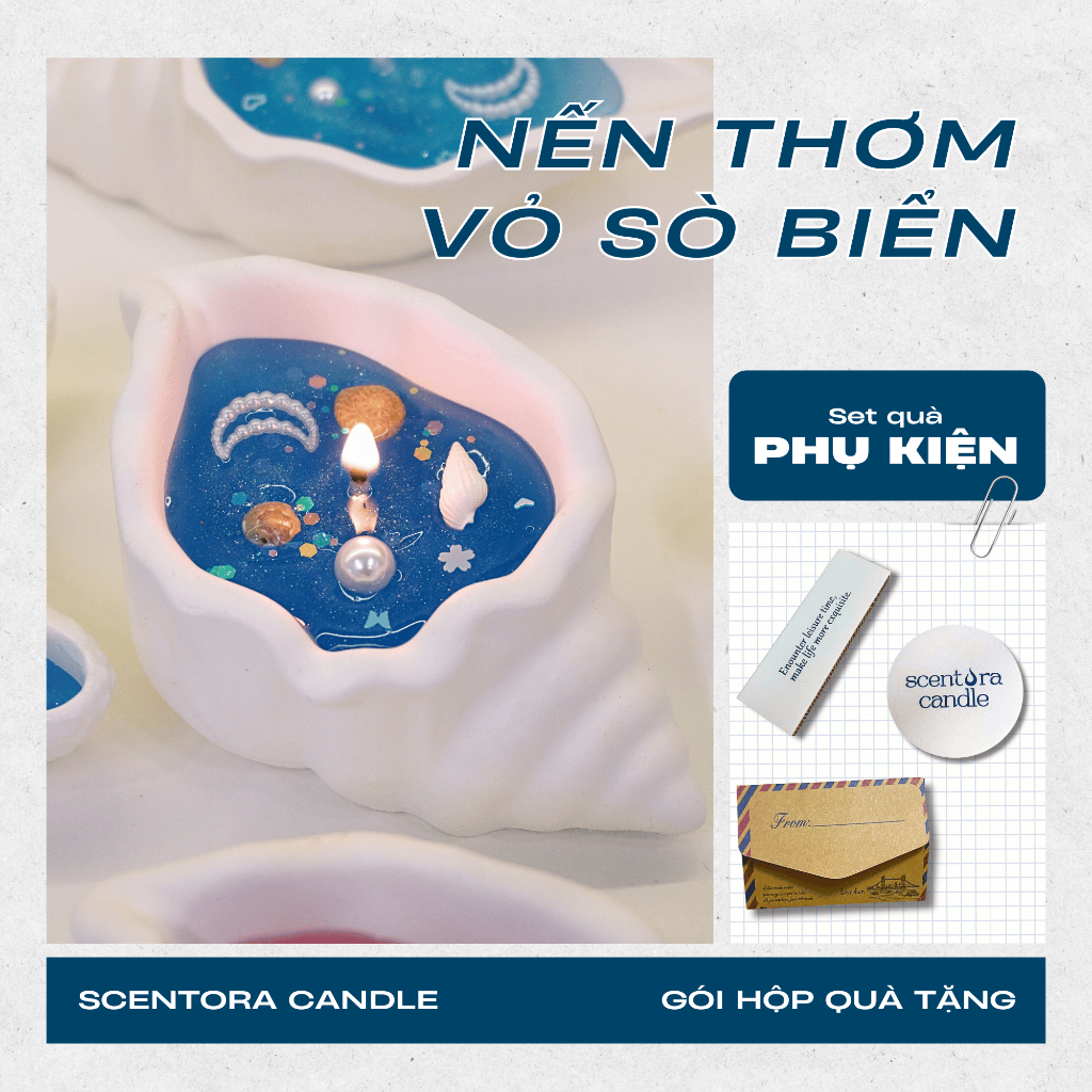 Nến Vỏ Sò Scentora Candle, Nến Ốc Sò Đại Dương Lấp Lánh làm Quà Tặng, Trang Trí Decor Phòng