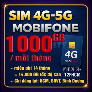 Sim 4G - 5G Mobifone 12FHN, 12MDT150 Mỗi Tháng 500GB - 100GB Tốc Độ Cao Sử Dụng Trong 12 - 14 Tháng Không Phải Nạp Tiền.