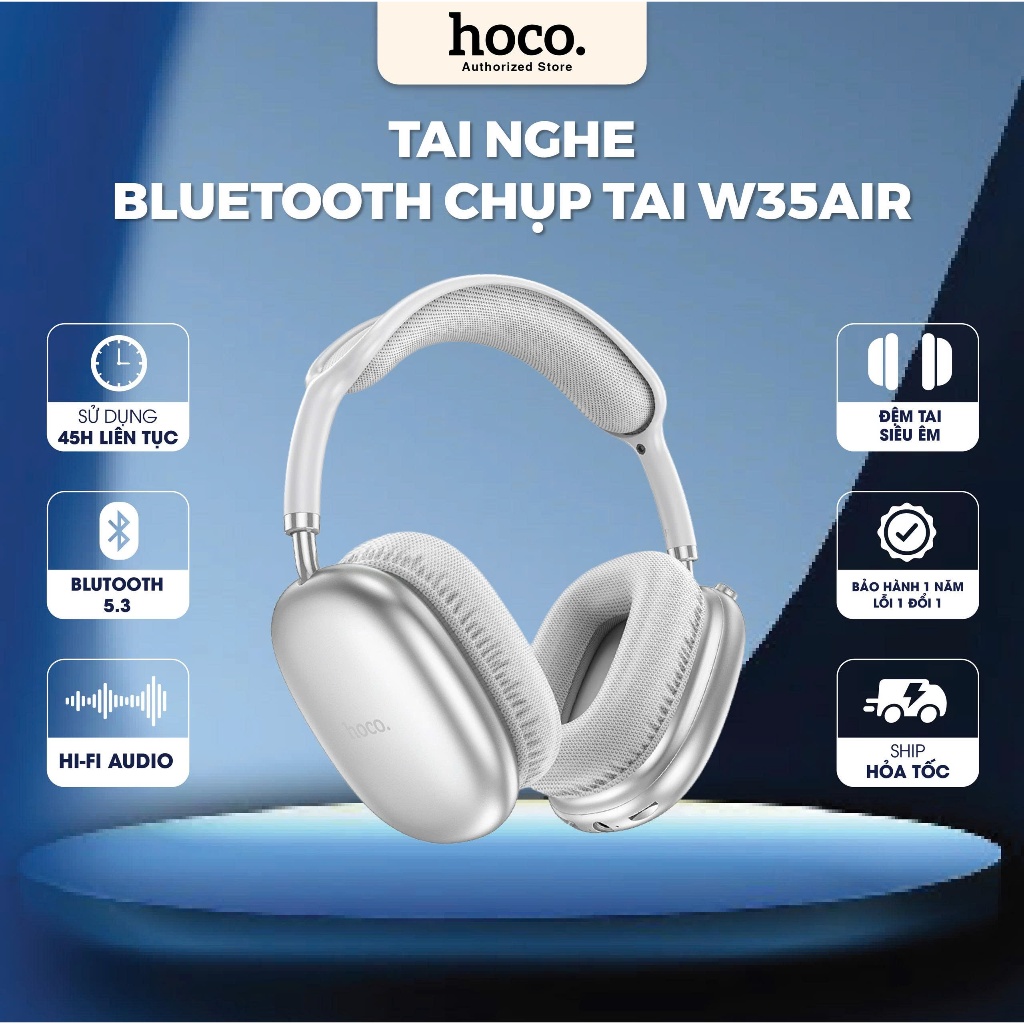 [Tặng bọc tai nghe] Tai nghe chụp tai HOCO W35 Air bluetooth 5.3 chính hãng giá rẻ, tai nghe headphone, pin 45h