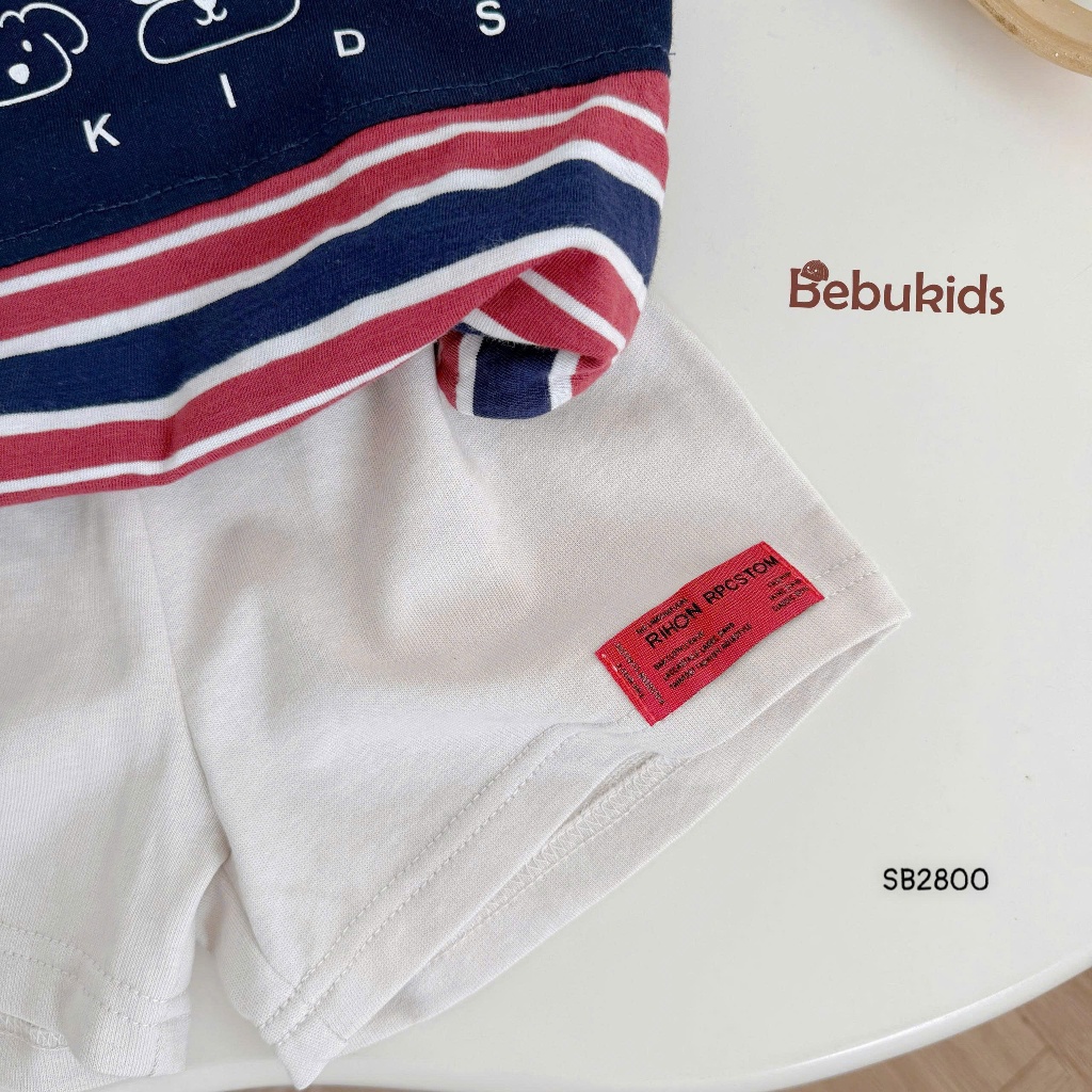 Set sát nách Bebukids hình in Gấu đồng hồ ngộ nghĩnh,thiết kế viền cổ chất liệu mát mẻ cho bé 8-21kg