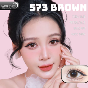 Lens mắt 573 Brown màu nâu vân tia tự nhiên, không viền, size lớn - thương hiệu LUNA EYES