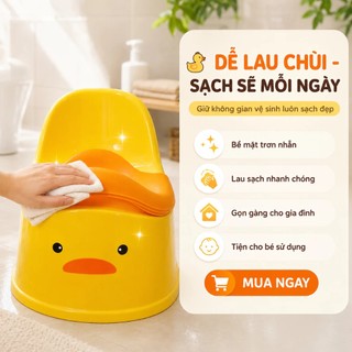 Bô Vệ Sinh Hình Vịt Cho Bé, Bô Tập Đi Vệ Sinh Có Tựa Lưng Cao An Toàn Dễ Lau Chùi Cho Bé Trai Bé Gái