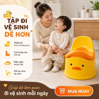 Bô Vệ Sinh Hình Vịt Cho Bé, Bô Tập Đi Vệ Sinh Có Tựa Lưng Cao An Toàn Dễ Lau Chùi Cho Bé Trai Bé Gái