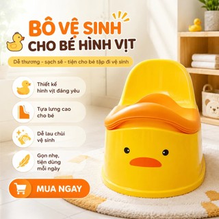 Bô Vệ Sinh Hình Vịt Cho Bé, Bô Tập Đi Vệ Sinh Có Tựa Lưng Cao An Toàn Dễ Lau Chùi Cho Bé Trai Bé Gái