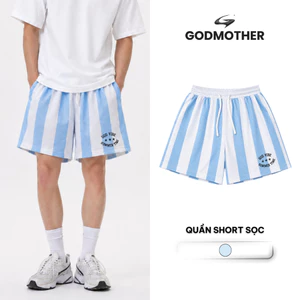 Quần Short Sọc GODMOTHER Quần Đùi Nam Vải Lưới Phong Cách Thể Thao Summer Thoáng Mát
