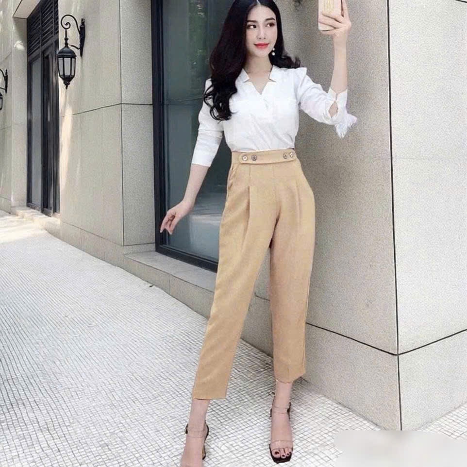 Quần baggy quần tây nữ công sở 4 khuy , chất tuyết mưa siêu đẹp mã SSL