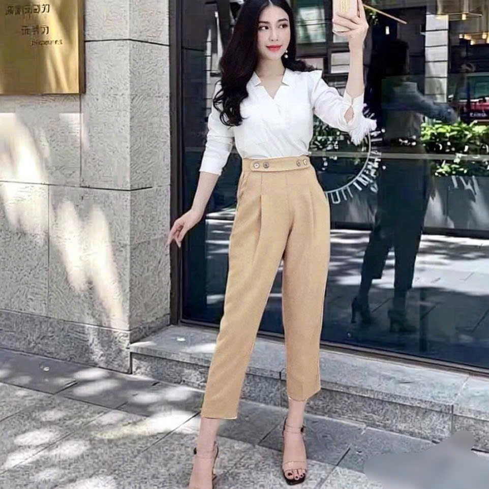 Quần baggy quần tây nữ công sở 4 khuy , chất tuyết mưa siêu đẹp mã SSL