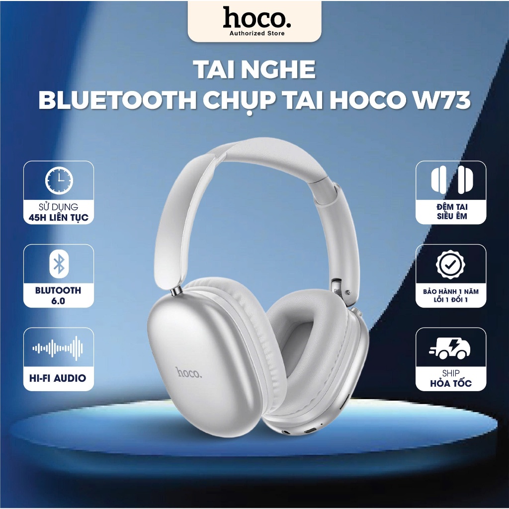 Tai nghe chụp tai bluetooth Hoco W73 pin siêu bền 45 tiếng, bluetooth v6.0 âm bass hay - tai nghe gấp gọn tiện lợi