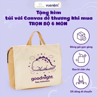 Bộ chăn gối cho bé mầm non Vua Nệm Goodnight Bebe, Gồi ngủ cho bé và chăn hè Tencel Thoáng Mát 6 Món