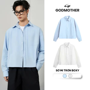 Áo Sơ Mi Trơn Boxy GODMOTHER Áo Sơ Mi Tay Dài Thoáng Mát Khí Unisex Nam Nữ Thời Trang Công Sở