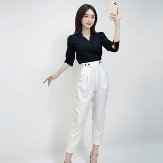Quần baggy nữ chất tuyết mưa kiểu tây âu 4 cúc SSL