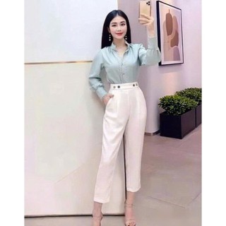 Quần baggy nữ chất tuyết mưa kiểu tây âu 4 cúc SSL
