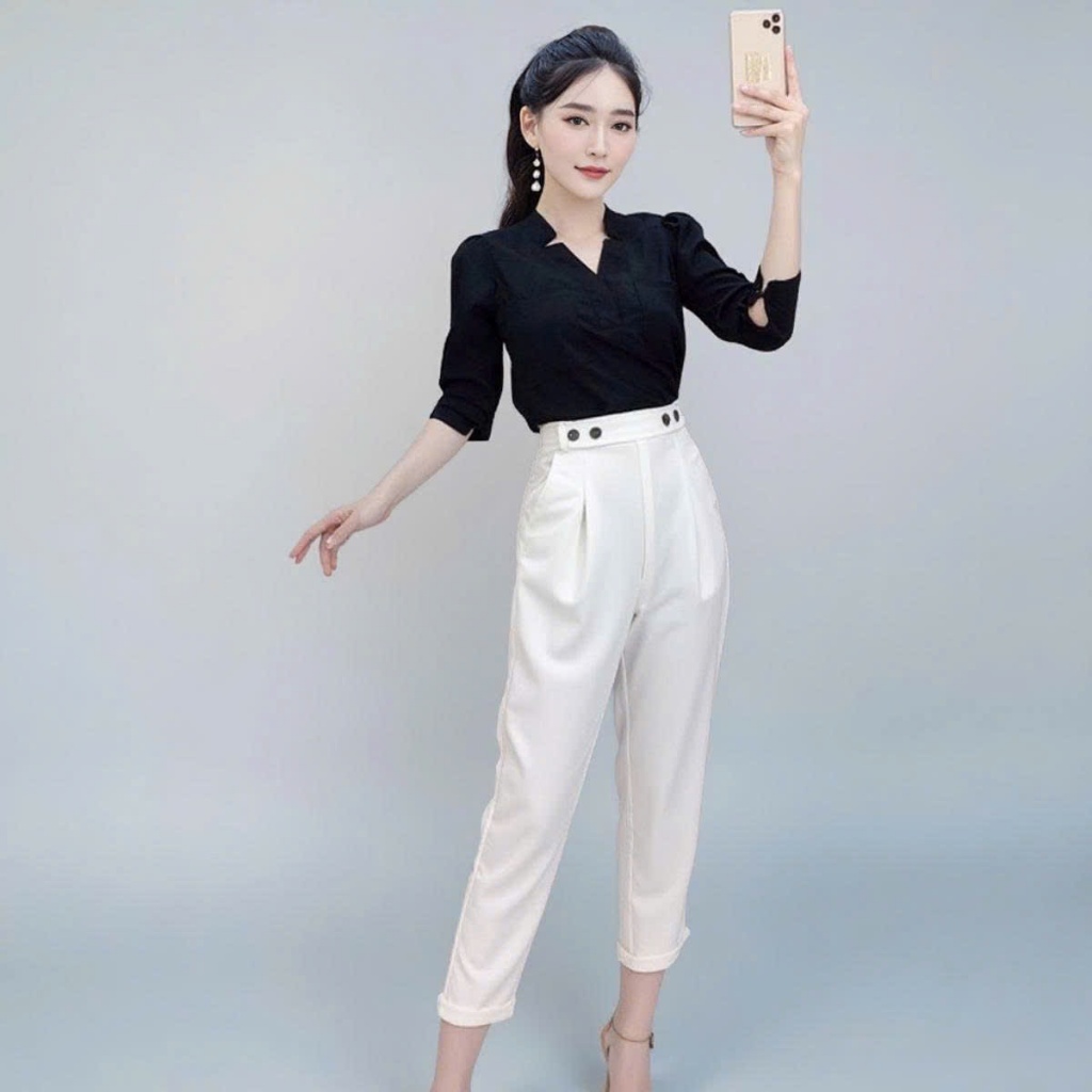 [DEAL MỞ BÁN] Quần Baggy Nữ 4 Khuy Lưng Chun Quần Baggy Mặc Đi Học Đi Làm Công Sở SSL
