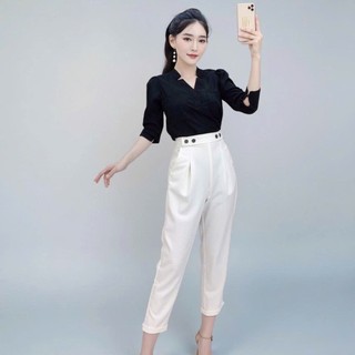 Quần baggy nữ chất tuyết mưa kiểu tây âu 4 cúc SSL
