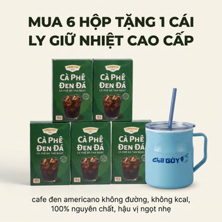 [Combo 6 Hộp Tặng Ly ] Cà Phê Americano Robusta Vị Ngọt Nhẹ,100% Nguyên Chất, 10 gói x 12gr