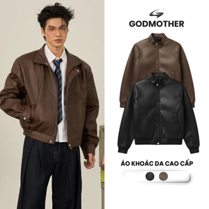 Áo Khoác Da GODMOTHER Khoác Da Cao Cấp Dài Tay Cổ Bẻ Leather Jacket