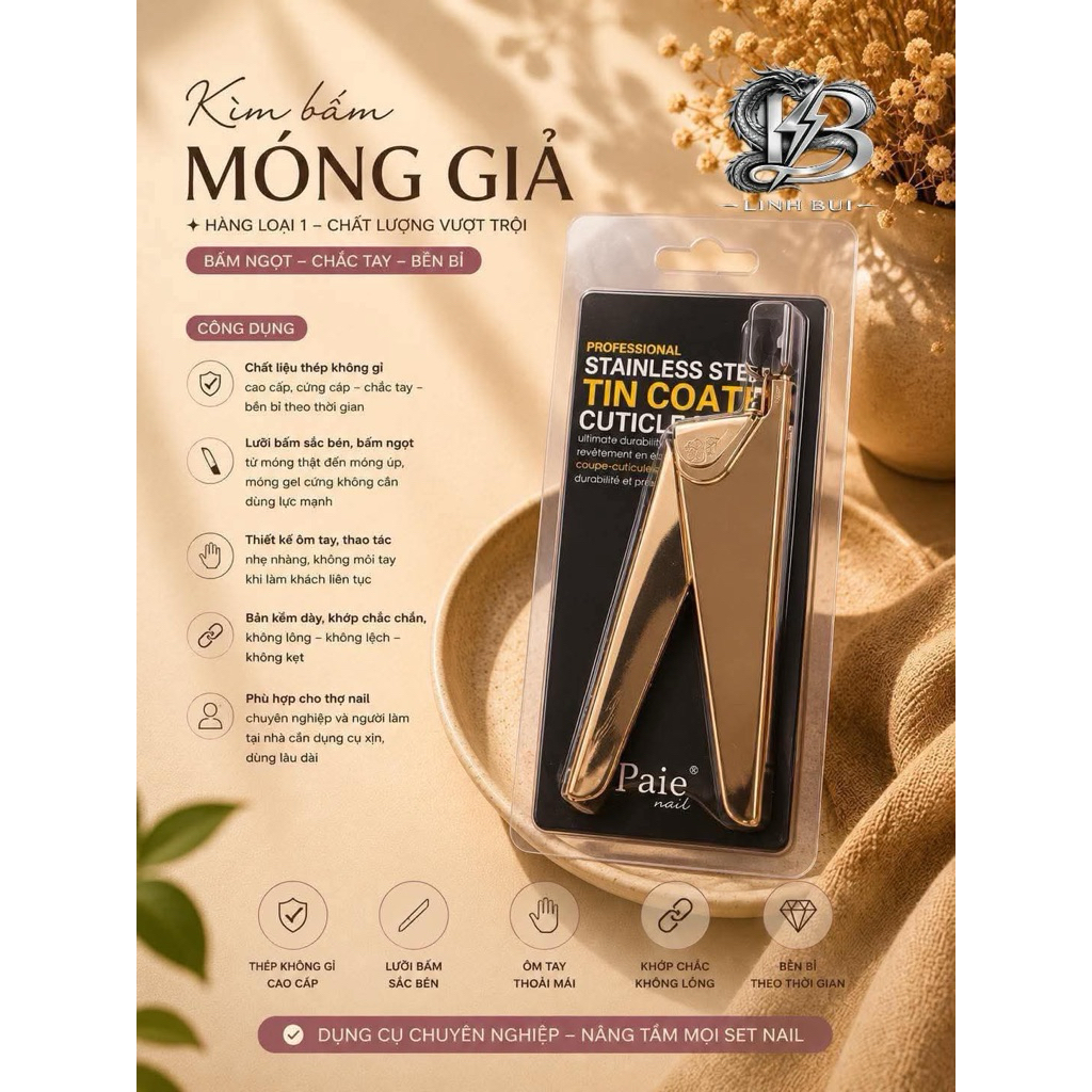 kìm bấm móng giả màu vàng cứng cáp chắc chắn hàng loại 1 INOX CAO CẤP