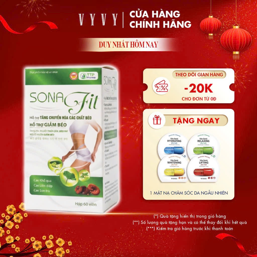 Giảm cân SONA FIT Hộp 60 Viên - Trà Giảm Cân Cấp Tốc Cho Người Cơ Địa Khó Giảm