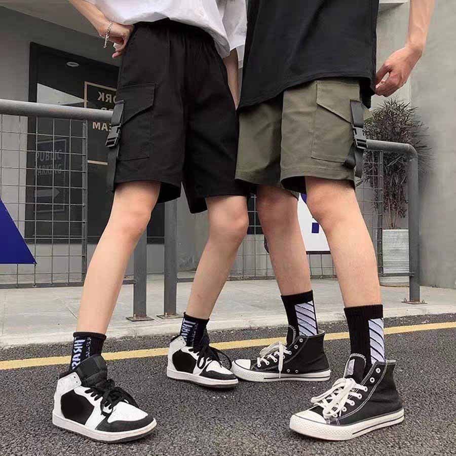 Quần Short Đùi Dây Rút Nam Nữ Chất Kaki Cạp Chun Ngắn Trên Gối Thể Thao Mặc Nhà Tập Gym Có 2 Màu