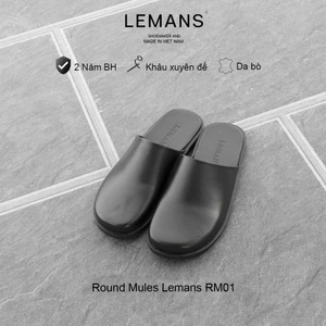 Dép Sục nam Round Mules LEMANS R4M01 - Da bò thô đế cao su có mùi thơm, thiết kế quai trơn trẻ trung, Bảo hành 12 tháng