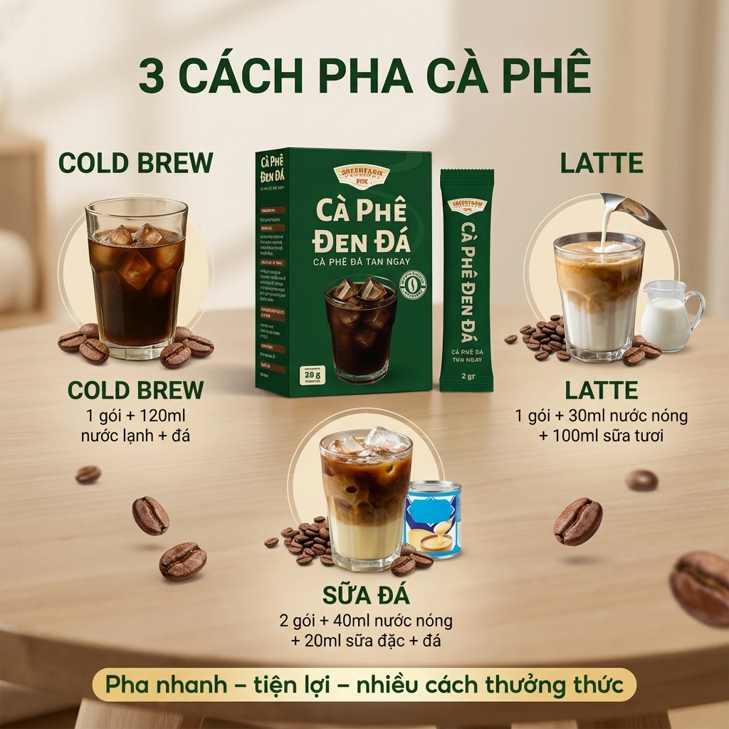 [Combo 6 Hộp Tặng Ly ] Cà Phê Americano Robusta Vị Ngọt Nhẹ,100% Nguyên Chất, 10 gói x 12gr