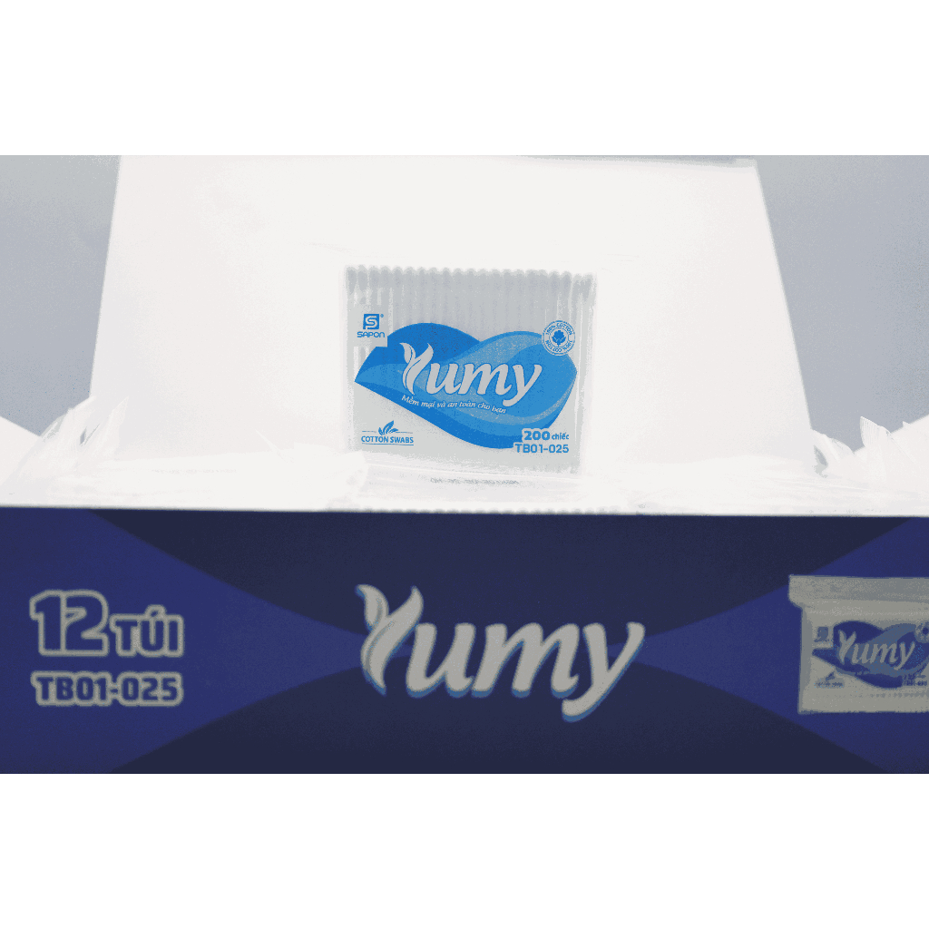 Combo 24 gói Tăm bông YUMY 200 que thân nhựa chính hãng 2 đầu bông mềm an toàn đa dụng (TB01-025)